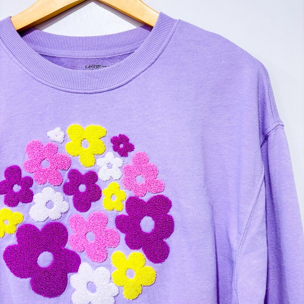 GEORGE Purple floral sweatshirt |‎ Playful casual | Large - Picture 3 of 9